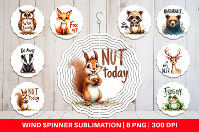 Wind Spinner Angry Forest Animal Watercolor Art Sublimation artnoy 