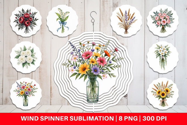 Wind Spinner Antique Botanical Wedding Bouquets Sublimation artnoy 