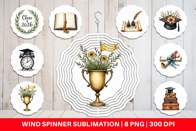 Wind Spinner Antique Floral Graduation Elements & Scrolls Sublimation artnoy 