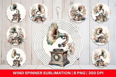 Wind Spinner Antique Gramophone Sublimation artnoy 