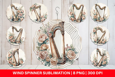 Wind Spinner Antique Harp Sublimation artnoy 