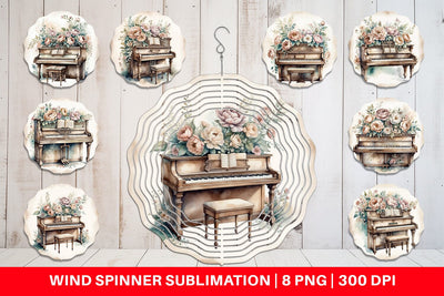 Wind Spinner Antique Piano Sublimation artnoy 