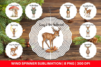 Wind Spinner Anxious Fawn Forest Hygge Watercolor Sublimation artnoy 
