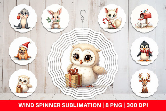 Wind Spinner Arctic Antics Holiday Vintage Polar Animals Sublimation artnoy 