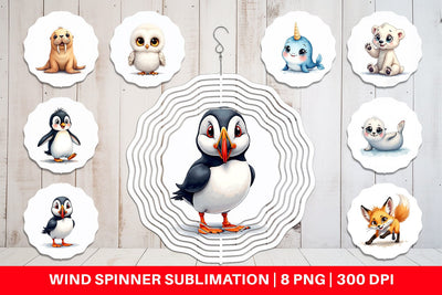 Wind Spinner Arctic Cuties Watercolor Sublimation artnoy 