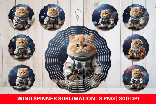 Wind Spinner Astronaut Cat Sublimation artnoy 