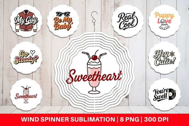 Wind Spinner Atomic Love 50s Valentine Quotes Sublimation artnoy 