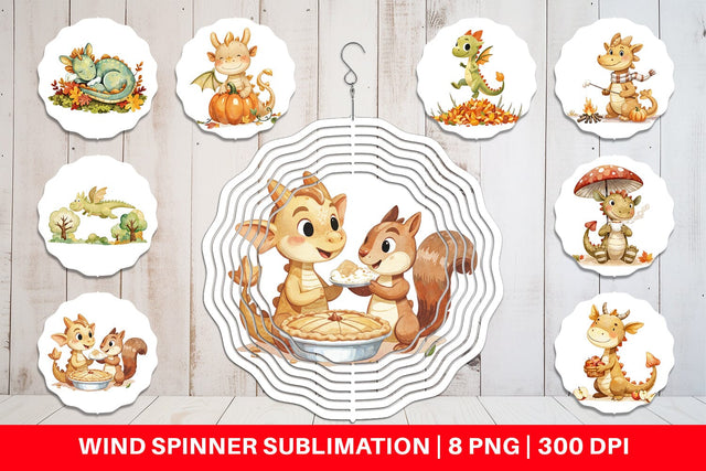 Wind Spinner Autumn Baby Dragons Sublimation artnoy 