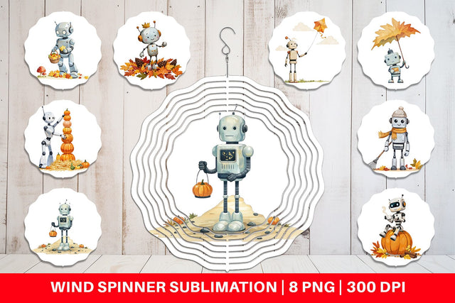 Wind Spinner Autumn Bot Friends Sublimation artnoy 