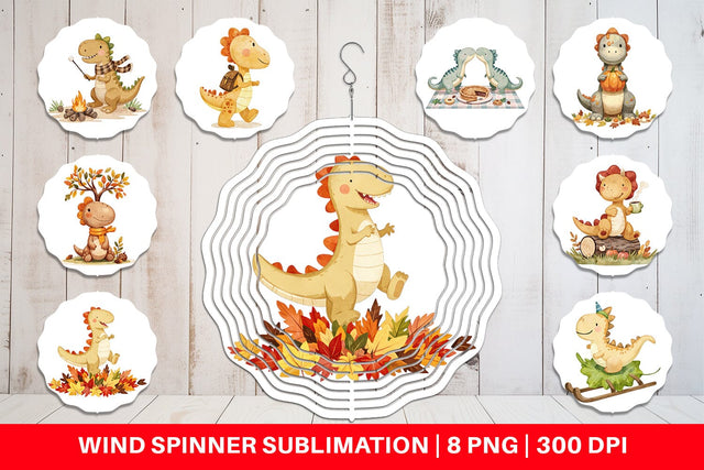 Wind Spinner Autumn Dino Friends Sublimation artnoy 
