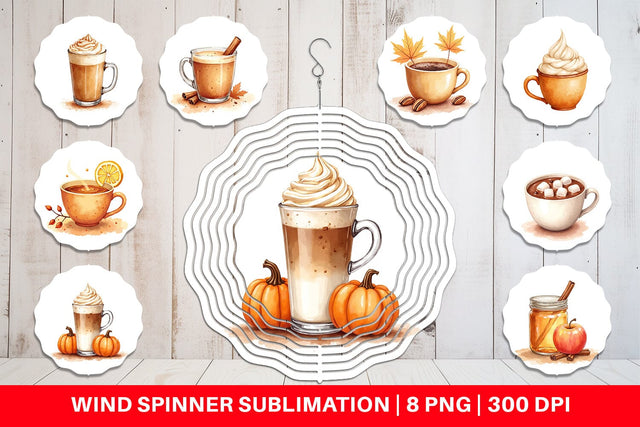 Wind Spinner Autumn Drinks Sublimation artnoy 
