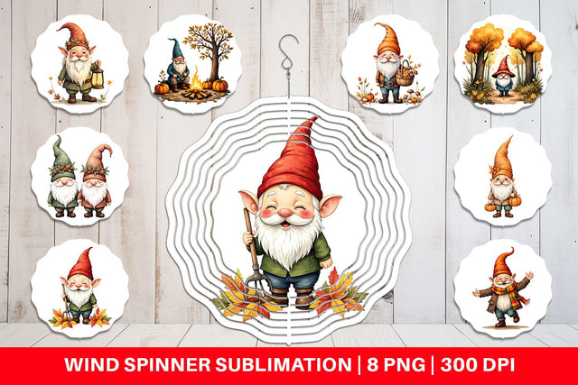 Wind Spinner Autumn Gnome Friends Sublimation artnoy 