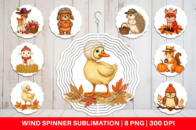 Wind Spinner Autumn Hat Critters Sublimation artnoy 