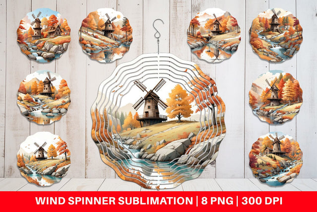 Wind Spinner Autumn Windmill Landscape Sublimation artnoy 