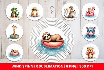 Wind Spinner Awkward Pool Animals Sublimation artnoy 