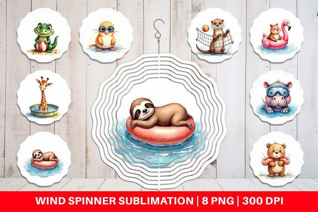 Wind Spinner Awkward Pool Animals Sublimation artnoy 