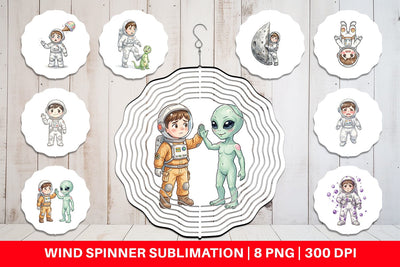 Wind Spinner Awkward Space Kid Watercolor Sublimation artnoy 