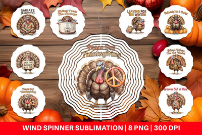 Wind Spinner Awkward Turkey Retro Watercolor Sublimation artnoy 