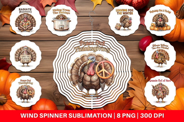Wind Spinner Awkward Turkey Retro Watercolor Sublimation artnoy 