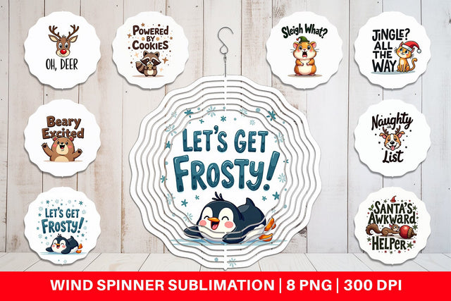 Wind Spinner Awkwardly Festive Critters: Ugly Cute Animal Quotes Sublimation artnoy 