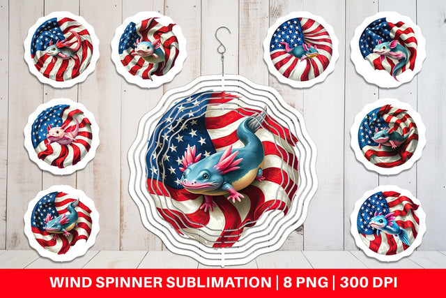 Wind Spinner Axolotl 4th of July Sublimation artnoy 