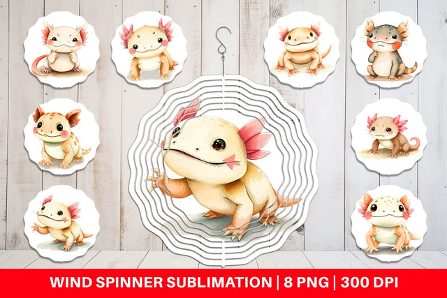 Wind Spinner Axolotl Wildlife Sublimation artnoy 