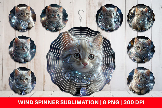 Wind Spinner Baby Cat Glitter Sublimation artnoy 