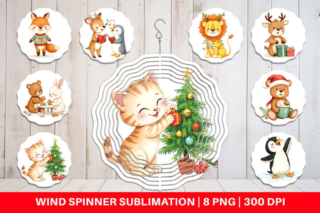 Wind Spinner Baby Christmas Animals Sublimation artnoy 