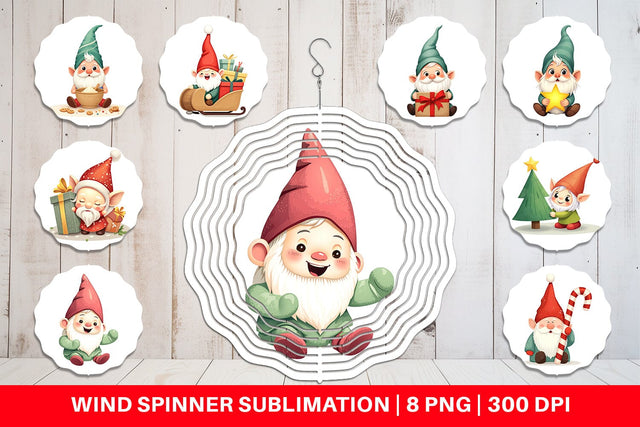 Wind Spinner Baby Gnome Christmas Sublimation artnoy 