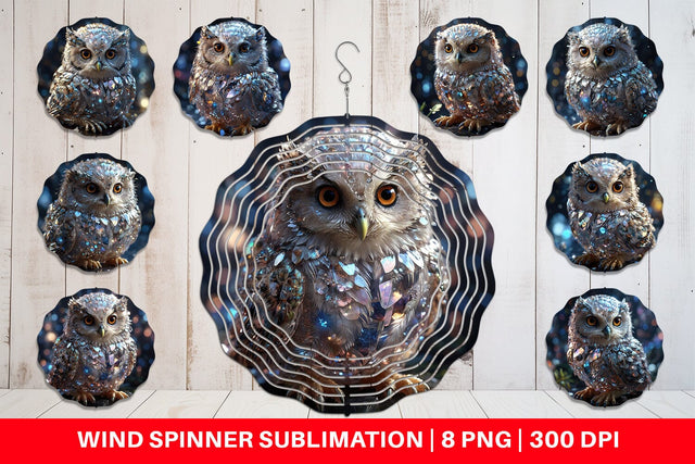 Wind Spinner Baby Owl Glitter Sublimation artnoy 