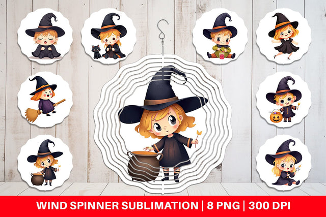 Wind Spinner Baby Witch Halloween Sublimation artnoy 