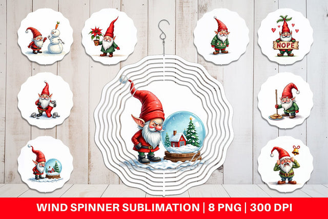 Wind Spinner Bah Humbug Gnomes: A Sarcastic Watercolor Sublimation artnoy 