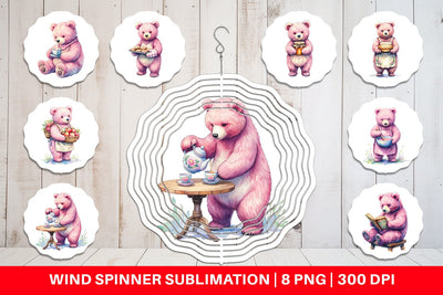 Wind Spinner Baking Mama Bear Watercolor Sublimation artnoy 