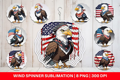Wind Spinner Bald Eagle 4th of July Sublimation artnoy 