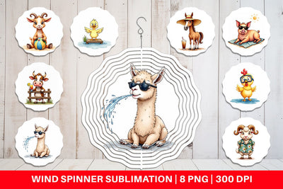 Wind Spinner Barnyard Burnout Sarcastic Summer Watercolors Sublimation artnoy 