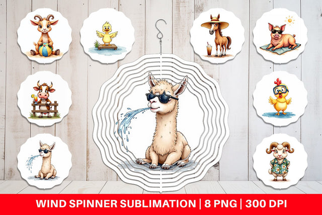 Wind Spinner Barnyard Burnout Sarcastic Summer Watercolors Sublimation artnoy 
