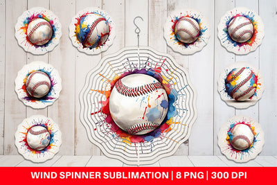 Wind Spinner Baseball Paint Splashes Sublimation artnoy 