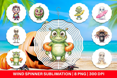 Wind Spinner Beach Boo Bash Summerween Watercolor Sublimation artnoy 