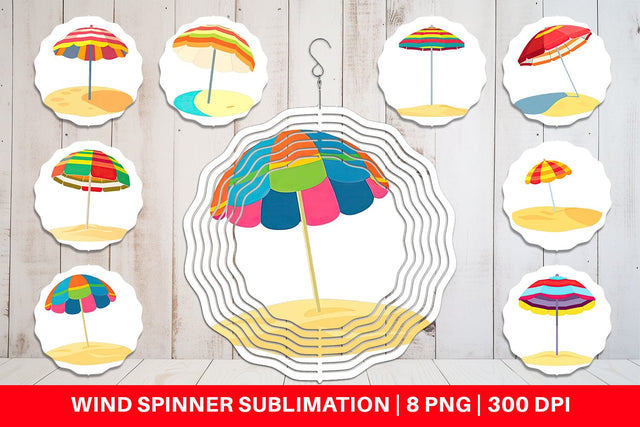 Wind Spinner Beach Umbrella Sublimation artnoy 