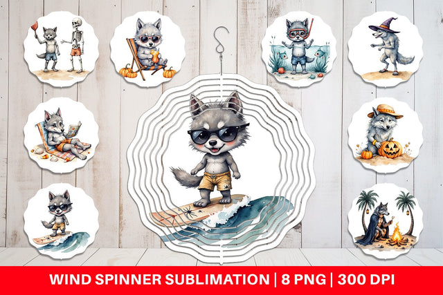 Wind Spinner Beachy Werewolf Howls Sublimation artnoy 