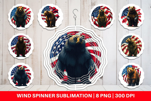 Wind Spinner Bear 4th of July Sublimation artnoy 