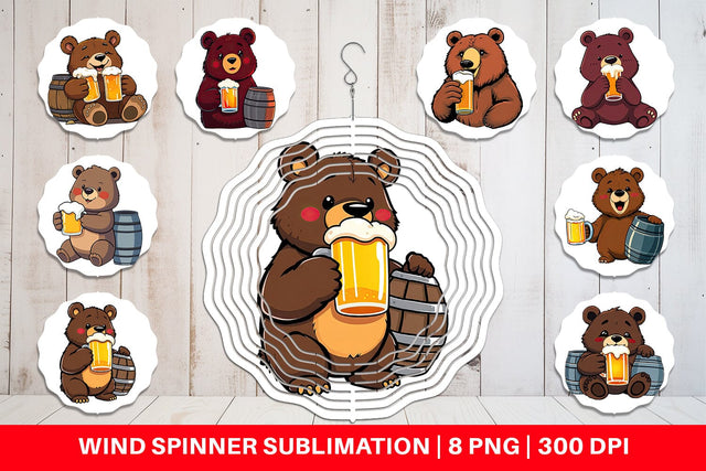 Wind Spinner Bear Beer Day Sublimation artnoy 