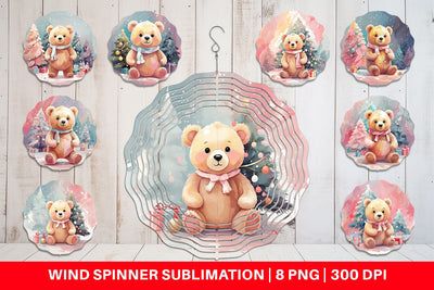 Wind Spinner Bear Christmas Painting Sublimation artnoy 