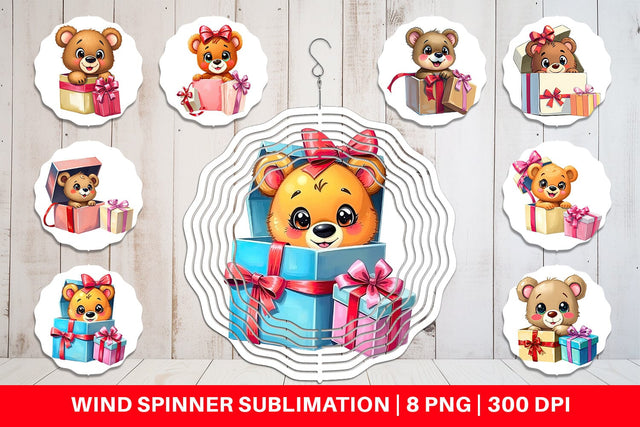 Wind Spinner Bear Cub Gift Sublimation artnoy 