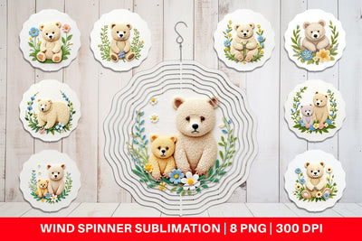 Wind Spinner Bear Embroidery Sublimation artnoy 