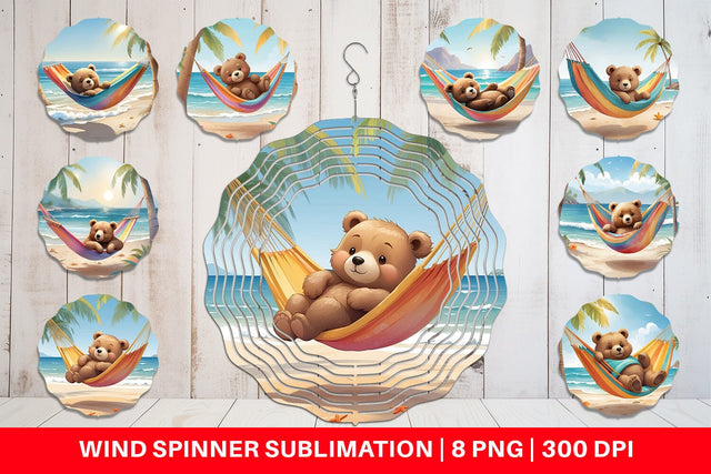 Wind Spinner Bear in Summer Hammock Sublimation artnoy 