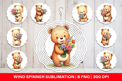 Wind Spinner Bear Spring Bouquet Sublimation artnoy 