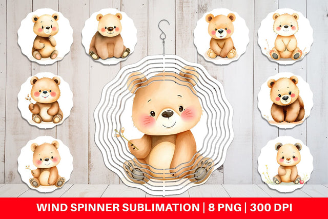 Wind Spinner Bear Wildlife Sublimation artnoy 