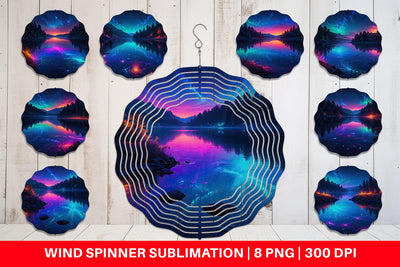 Wind Spinner Beautiful Lake at Night Sublimation artnoy 