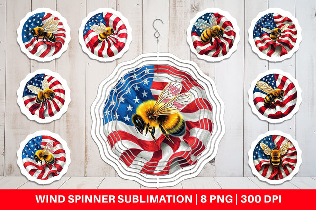 Wind Spinner Bee 4th of July Sublimation artnoy 